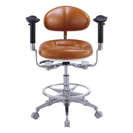 椅子　チェア　昇降スツール　レザー張り　人間工学　背もたれ　キャスター付き　肘掛け　シンプルモダン　ダークブラウン　カスタマイズ可能　YLYZ-M-005