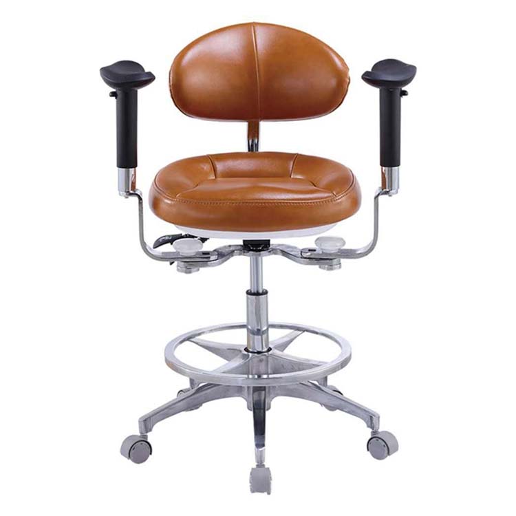 椅子　チェア　昇降スツール　レザー張り　人間工学　背もたれ　キャスター付き　肘掛け　シンプルモダン　ダークブラウン　カスタマイズ可能　YLYZ-M-005