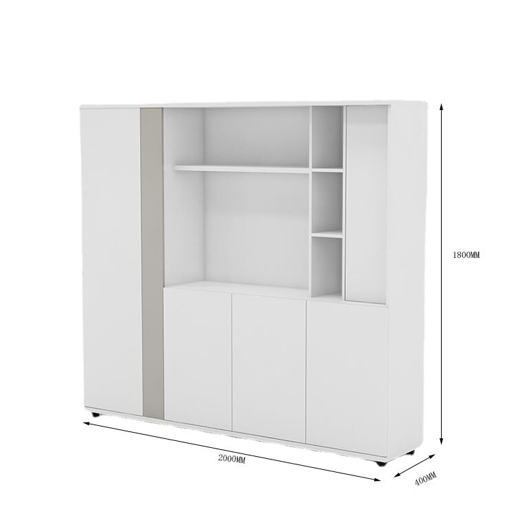 キャビネット　ワードローブ付き　オフィスキャビネット　ファイリングキャビネット　木製書庫　書類整理棚　分類収納　メラミン化粧板　アジャスター　ホワイト　カスタマイズ可能　CWG-M027