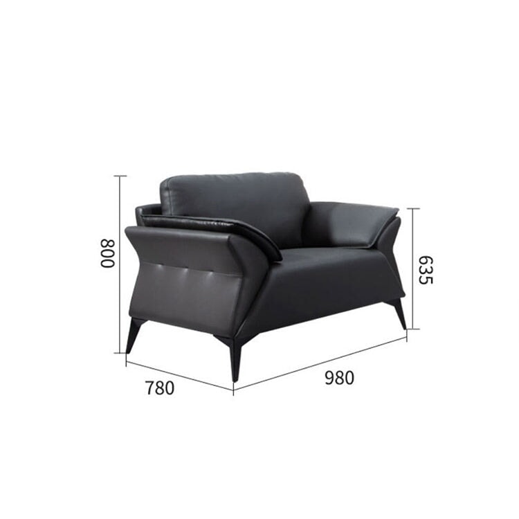 リビングセットソファ　オフィスソファ　PVCレザー生地　高密度ウレタンフォーム　スチール脚　シンプルデザイン　ブラック　カスタマイズ可能　JDSF-M006