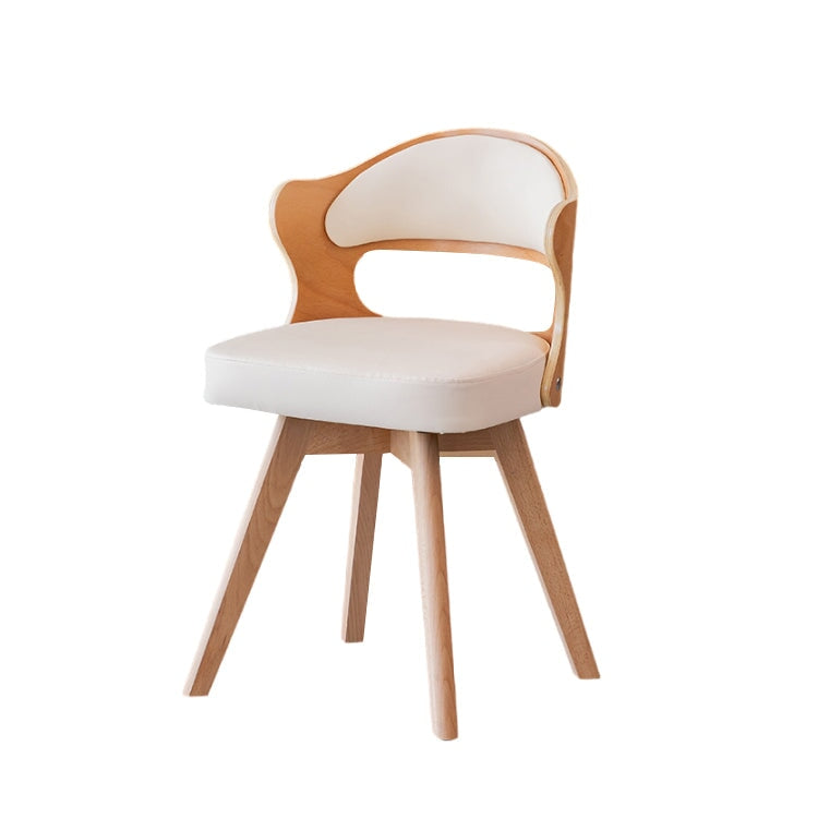 パーソナルチェア　ワークチェア　ナチュラルテイスト　曲線デザイン背もたれ　高密度ウレタンフォーム　フェルト　天然木フレーム　ホワイト　カスタマイズ可能　metamall