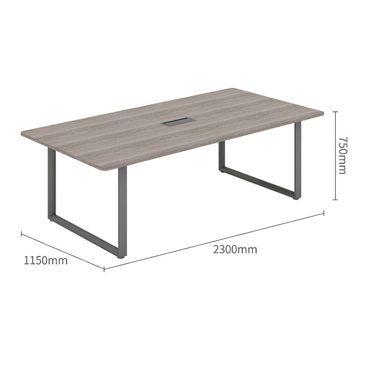事務デスク 会議用　ミーティングテーブル メラミン化粧板　多人数対応　パネル脚　落ち着いた雰囲気　配線ボックス　グレー　カスタマイズ可能　HYZ-M033