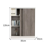 事務所用キャビネット　木製書庫　木製キャビネット　書庫　キャビネット　大容量収納スペース　スライドレール　エコ素材　シンプル　グレー　CWG-M-034