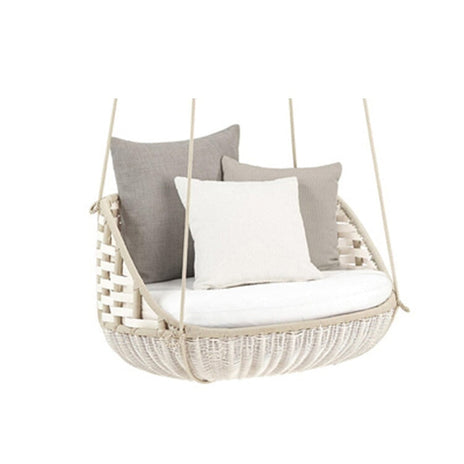 ガーデンファニチャー　ガーデン家具　ハンギングチェア　籐編み　人工籐　シリコンフィル　アルミ合金フレーム　ナチュラルテイスト　ホワイト　カスタマイズ可能　HWYZ-M013