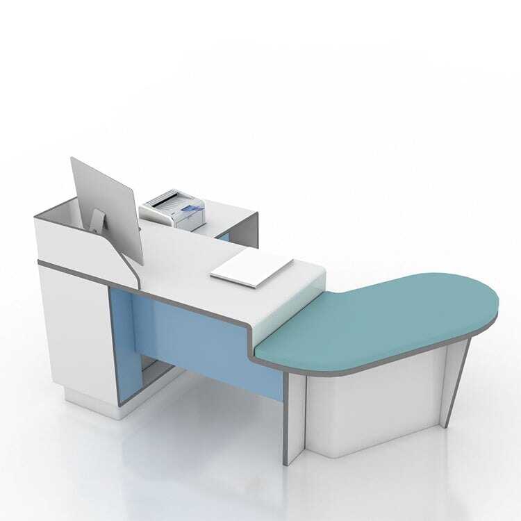 診察デスク　診察机　病院　デスク　R仕上げ　引出し付き　サイドキャビネット　キーボードトレイ付き　配線孔付き　シンプル　ホワイト　metamall