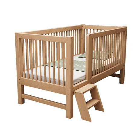 延長ベッド　プラスベッド　継ぎ足し　昇降可能　落下防止柵　天然木　ケヤキ材　シンプル　子供用　ナチュラル　カスタマイズ可能　CBC-M004