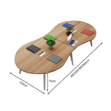 ミーティングテーブル　大型会議テーブル　オフィスデスク　丸い天板　スチール脚　ナチュラル　シンプル　カスタマイズ可能　HYZ-T004