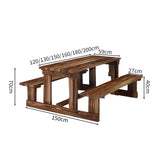 ガーデンテーブル・ベンチセット　屋外家具　ガーデン家具　天然木　耐候性　耐荷重　安定感　シンプル　高品質　ナチュラル　ブラウン　カスタマイズ可能　HWZY-M033