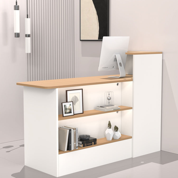 カウンター　受付カウンター　オープン収納　大容量　分類収納　おしゃれ　機能的　ホワイト　ナチュラル　JDT-2210