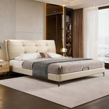 ベッド　寝具　収納ベッド　ミニマルデザイン　ホワイトグースダウン　すのこ　ナッパトップレザー　カスタマイズ可能　BED-S056