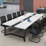 どっしり　シンプル　木目調　配線ボックス　会議テーブル　ミーティングテーブル　メラミン化粧板　スチール　オシャレ　ホワイト　ブラック　グレー　カスタマイズ可能　HYZ-K-036　