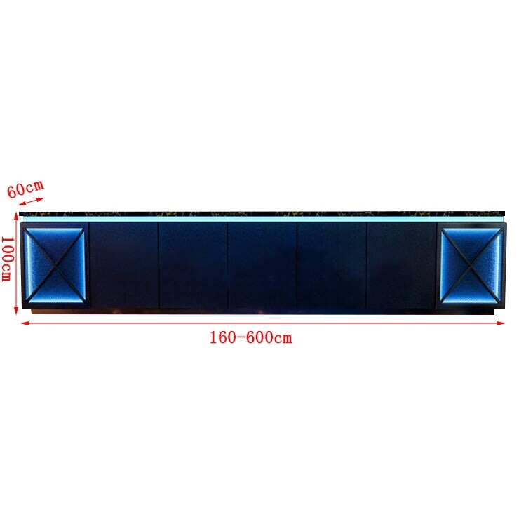 バーカウンター　受付台　レジ台　HDF　マーブル模様　焼付塗装　引っ掻き傷に強い　分類収納　LEDテープライト　ロゴ入れ可能　ブルー　カスタマイズ可能　JDT-M076
