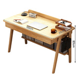 広い天板　引き出し　収納ラック　天然木脚　安定性　転び止めバー　Ｒ仕上げ　デスク　作業デスク　パソコンデスク　木目調　ナチュラル　簡素　シック　ナチュラル　BGZ-K-181-09-kc