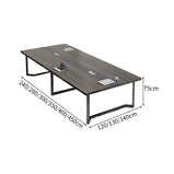 どっしり　シンプル　木目調　配線ボックス　会議テーブル　ミーティングテーブル　メラミン化粧板　スチール　オシャレ　ホワイト　ブラック　グレー　カスタマイズ可能　HYZ-K-036　