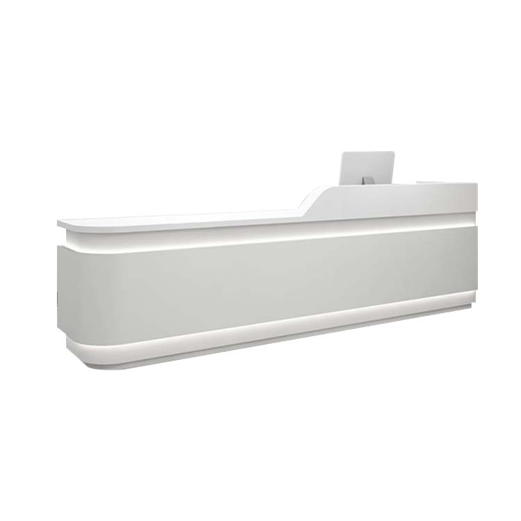 サービス台　ハイカウンター　レジカウンター　エコ素材　ロゴ入れ可能　広いスペース　LEDライト付き　バイカラー　ホワイト　カスタマイズ可能　metamall