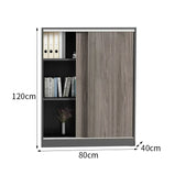 事務所用キャビネット　木製書庫　木製キャビネット　書庫　キャビネット　大容量収納スペース　スライドレール　エコ素材　シンプル　グレー　CWG-M-034