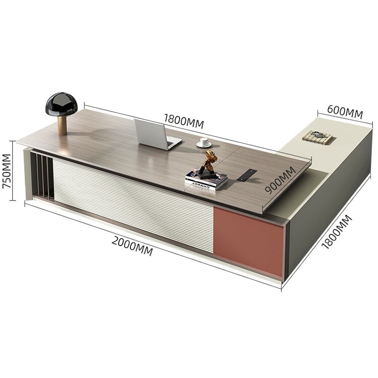 社長机　高級感　エグゼクティブデスク　プレジデントデスク　おしゃれ　サイドキャビネット　卓上コンセント　メラミン化粧板　ブラウン　カスタマイズ可能　LBZ-M026