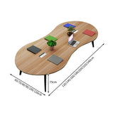 ミーティングテーブル　大型会議テーブル　オフィスデスク　丸い天板　スチール脚　ナチュラル　シンプル　カスタマイズ可能　HYZ-T004