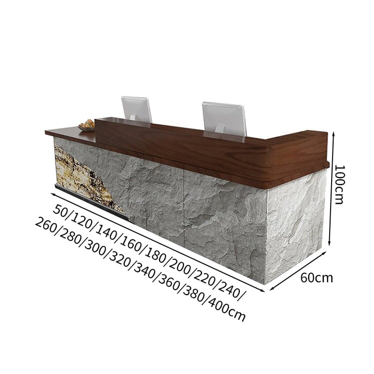 受付 カウンター　受付台　レジ台　シック　落ち着いた雰囲気　おしゃれ　高級感　ハイグレード感　木目調　石目調　メラミン化粧板　分類収納　グレー　カスタマイズ可能　JDT-M015　metamall