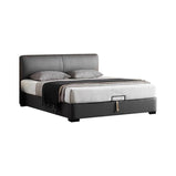 ベッド　寝具　収納ベッド　ウレタンフォーム　ミニマルデザイン　ホワイトグースダウン　引き出し付き　すのこ　トップレザー　カスタマイズ可能　BED-S050