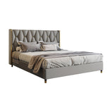 ベッド　ダブルベッド　寝具　背もたれ　本革　ベッド下収納　オシャレ　ポップ　ベージュ　カスタマイズ可能　BED-S053