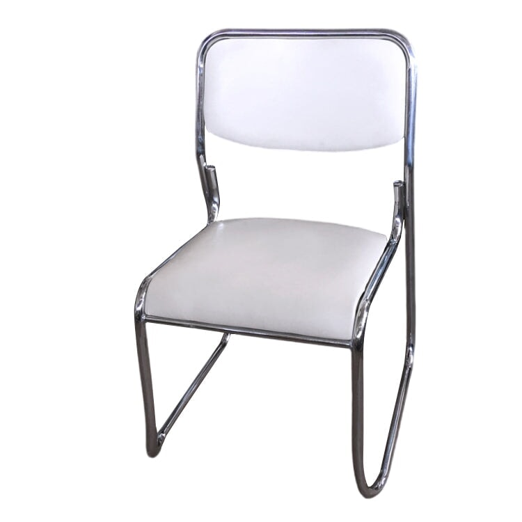 会議用椅子　ミーティングチェア　ワークチェア　ループ脚　スタッキング収納　シンプル　PVCレザー生地　スチールフレーム　プラパート　溶接連結　ブラック　カスタマイズ可能　BGY-M010