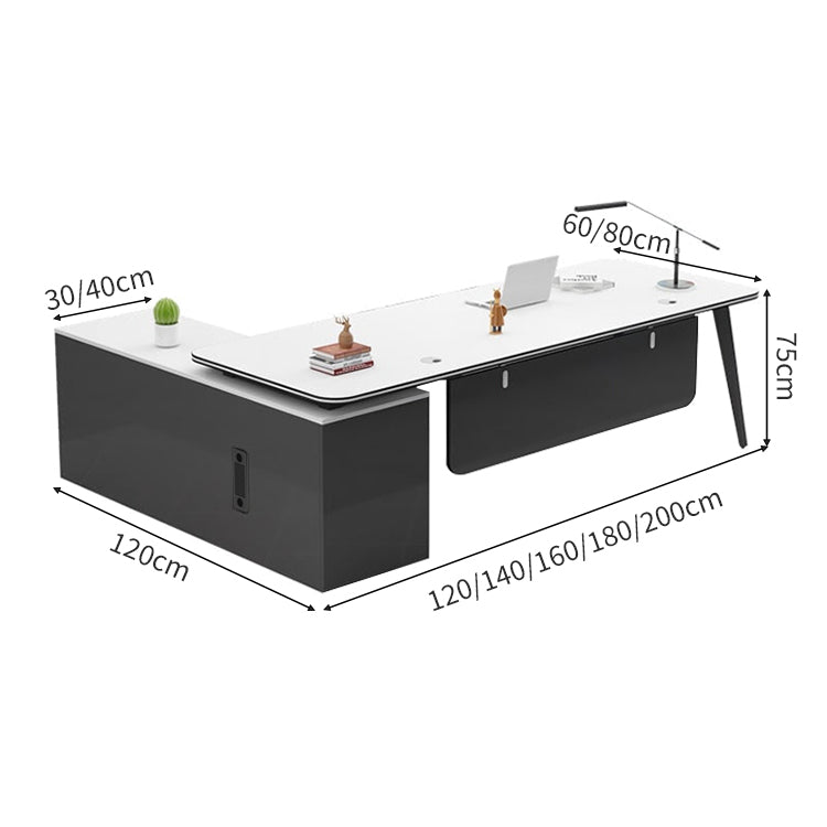 デスク　役員デスク　エグゼクティブ　広い天板　キャビネット　大容量　スチールフレーム　幕板　配線穴キャップ　落ち着き　木目調　LBZ-C064