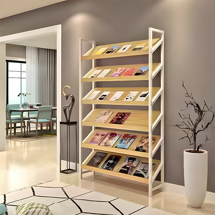 マガジンラック パンフレットスタンド オフィス収納 収納ラック 雑誌ラック 木製（4段式、6段式）　ZZJ-M-008