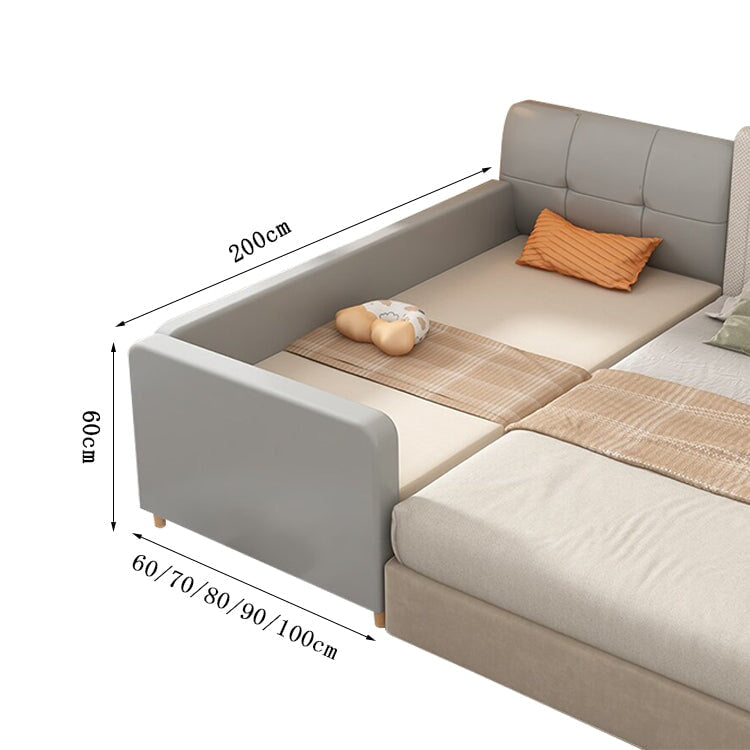 延長ベッド　プラスベッド　継ぎ足し　ベッド下収納　天然木　ポリエステル生地　ウレタンフォーム　快適　子供用　おしゃれ　グレー　カスタマイズ可能　metamall