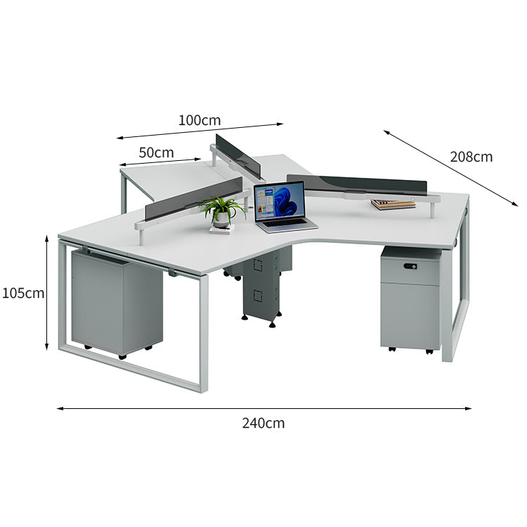 ワークデスク　事務机　U字型オフィスデスク　PCデスク　パーティション　エコ板材　スチールフレーム　オフィスデスク　シンプル　ホワイト　MG-BGZ-LLS16