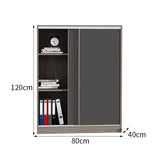 事務所用キャビネット　木製書庫　木製キャビネット　書庫　キャビネット　大容量収納スペース　スライドレール　エコ素材　シンプル　グレー　CWG-M-034