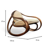 ロッキングチェア　おしゃれ　チェア　天然木　リビングチェア　人間工学　ウォールナット　ナッパレザー　高密度ウレタン　座り心地　ひじかけ　ベージュ　metamall