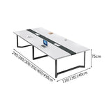 どっしり　シンプル　木目調　配線ボックス　会議テーブル　ミーティングテーブル　メラミン化粧板　スチール　オシャレ　ホワイト　ブラック　グレー　カスタマイズ可能　HYZ-K-036　