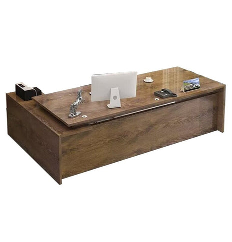 エグゼクティブデスク　社長机　ワークデスク　木目調　扉付き　プリンター収納　配線孔付き　広い天板　シンプル　ブラック　LBZ-M-081