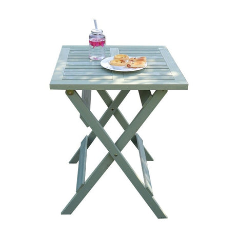 ガーデンテーブル　折りたたみテーブル　ナチュラルテイスト　屋外家具　ワニス塗装　天然木使用　スギ材　折りたたみ可能　省スペース　グリーン　HWZY-M013