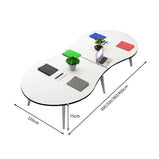 ミーティングテーブル　大型会議テーブル　オフィスデスク　丸い天板　スチール脚　ナチュラル　シンプル　カスタマイズ可能　HYZ-T004