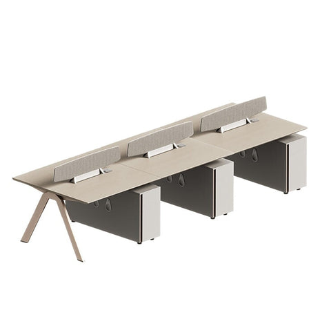 オフィスデスク　フリーアドレスデスク　多人数対応　メラミン化粧板　デスクトップパネル　ダイヤル錠　サイドキャビネット　配線孔　コンセント付き　ナチュラル　カスタマイズ可能　metamall