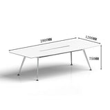 会議テーブル　ミーティングテーブル 会議用　スチールフレーム　ステンレス鋼　ハの字構造　広い下肢空間　スタイリッシュ　配線孔　シャープなエッジ　プラパート　ホワイト　HYZ-M032