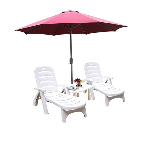 ギア式リクライニングチェア　ABS樹脂製　シンプルデザイン　高耐荷重　水に強い　表面硬度が高い　ホワイト　HWYZ-M012