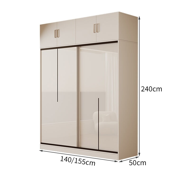 大容量　多目的　分類収納　上置き収納　サイド収納棚　引き戸　頑丈　耐久性　クローゼット　ワードローブ　壁面収納　物干し竿　洗練　すっきり　ホワイト　YG-C002　metamall