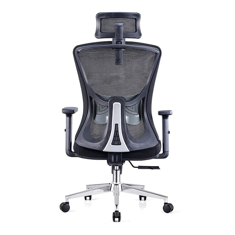 エルゴノミクスチェア　メッシュ張地　シンプルモダン　肘掛け　キャスター　ロッキング機能　ランバーサポート　ヘッドレスト　グレー　カスタマイズ可能　BGY-M-111