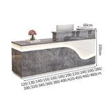 鏡面仕上げ　厚い天板　多様な収納　分類収納　大容量　配線穴キャップ　エコ板材　安全無臭　カウンター　受付台　受付カウンター　おしゃれ　モダン　高級感　ホワイト　カスタマイズ可能　JDT-K059　