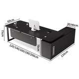社長デスク　エグゼクティブデスク　オフィスデスク　エコ素材　Ｒ加工　配線孔付き　幕板付き　通気孔付き サイドキャビネット　オープン収納　LBZ-S012