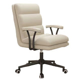 事務椅子　ワークチェア　回転椅子　回転可能　昇降可能　キャスター付き　ナッパレザー張地　ラテックス　オフホワイト　グレー　BGY-073
