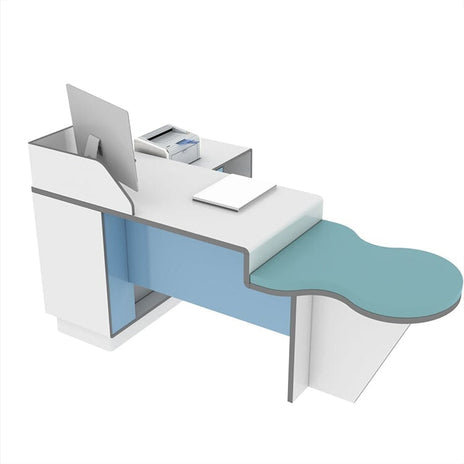 診察デスク　診察机　病院　デスク　R仕上げ　引出し付き　サイドキャビネット　キーボードトレイ付き　配線孔付き　シンプル　ホワイト　metamall