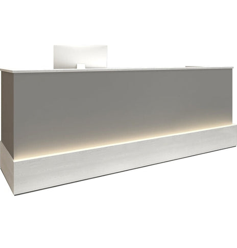 高品質カウンター　受付台　レジ台　ステンレス鋼　モダン感　おしゃれ　ロゴ入れ可能　LEDテープライト　分類収納　グレー　カスタマイズ可能　JDT-M001　metamall