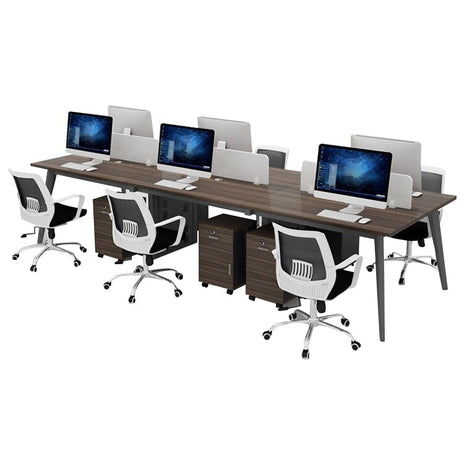 オフィスデスク　メラミン化粧板　サイドラック　可動棚板　デスクトップパネル　配信孔　長持ちしやすい　ブラウン　metamall