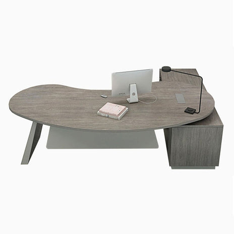 役員　テーブル　エグゼクティブデスク　オフィスデスク　サイドキャビネット　配線ボックス　幕板　ゆとり　落ち着いた色　丸み　カスタマイズ可能　LBZ-M072