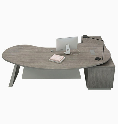 役員　テーブル　エグゼクティブデスク　オフィスデスク　サイドキャビネット　配線ボックス　幕板　ゆとり　落ち着いた色　丸み　カスタマイズ可能　LBZ-M072