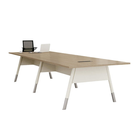 会議テーブル　ワークデスク　オフィスデスク　メラミン化粧板　配線ボックス　高耐荷重　モダン　スチール　おしゃれ　ナチュラル　HYZ-M046